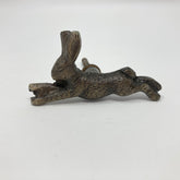 Antique Brass Running Rabbit Knob. Unique Vintage-Inspired Cabinet & Drawer Hardware for Nature-Themed, Rustic, or Whimsical Home Décor